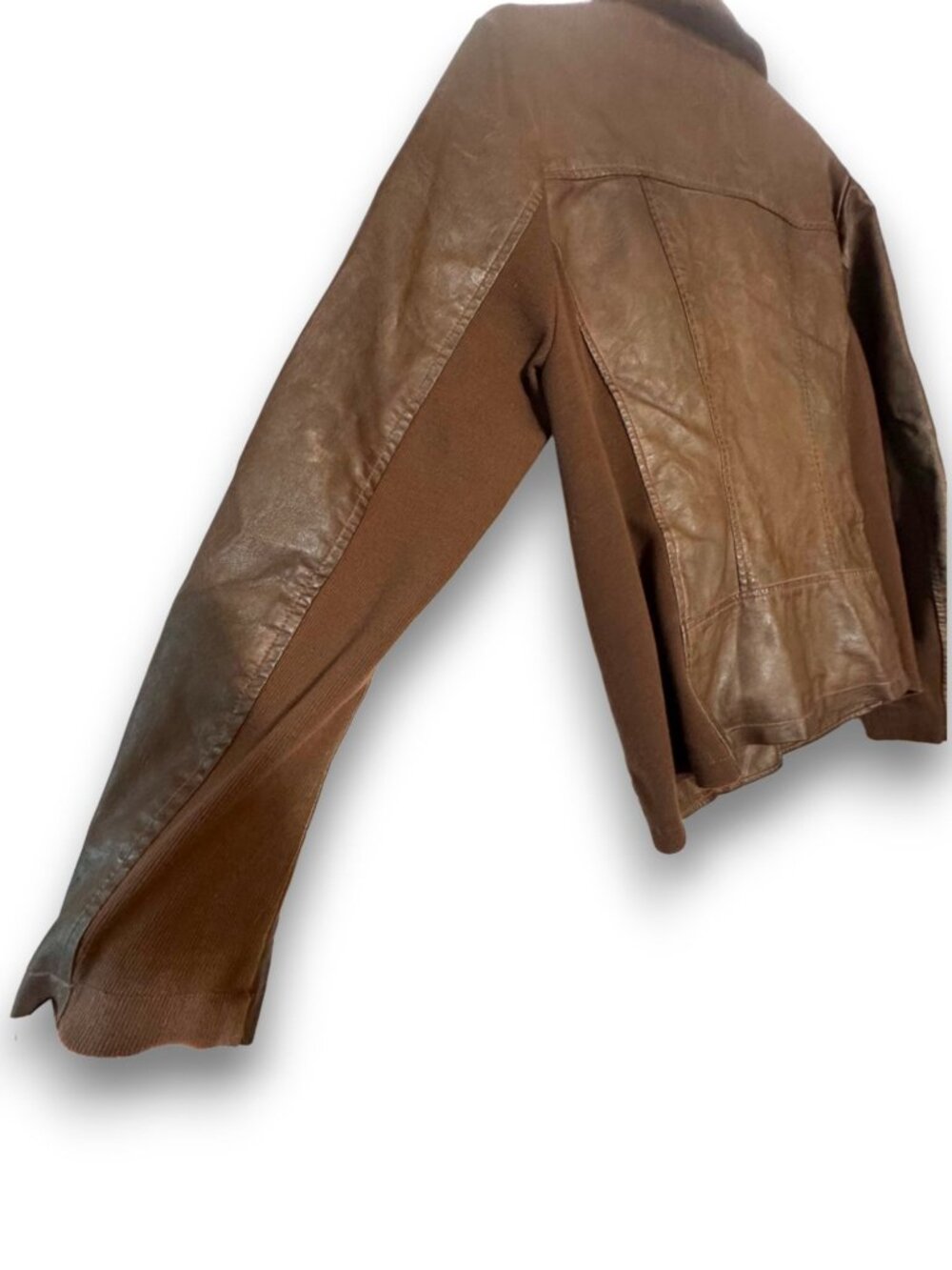 Selby Collection Women's Faux Leather Moto Jacket Brown Whiskey Size Large - Picture 10 of 14